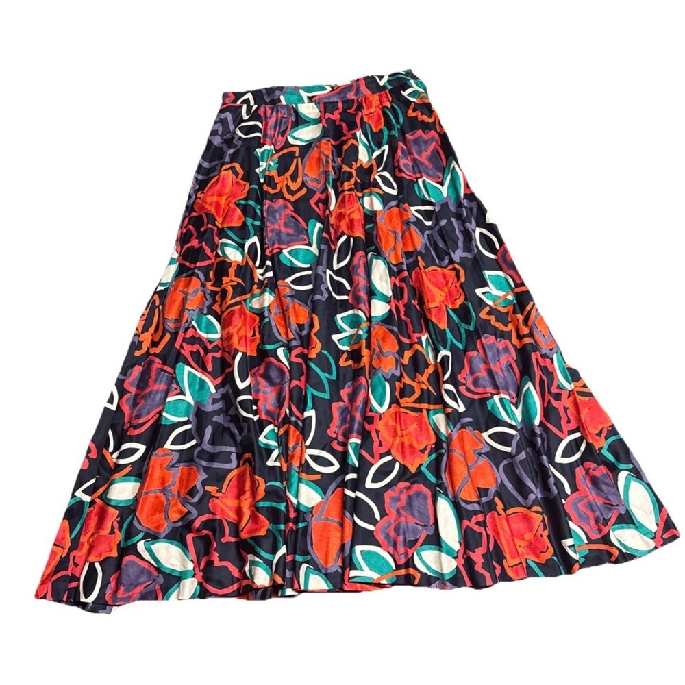 Vintage Prophecy Floor Length Skirt Size 12 Geometric Floral Art To Wear Bright